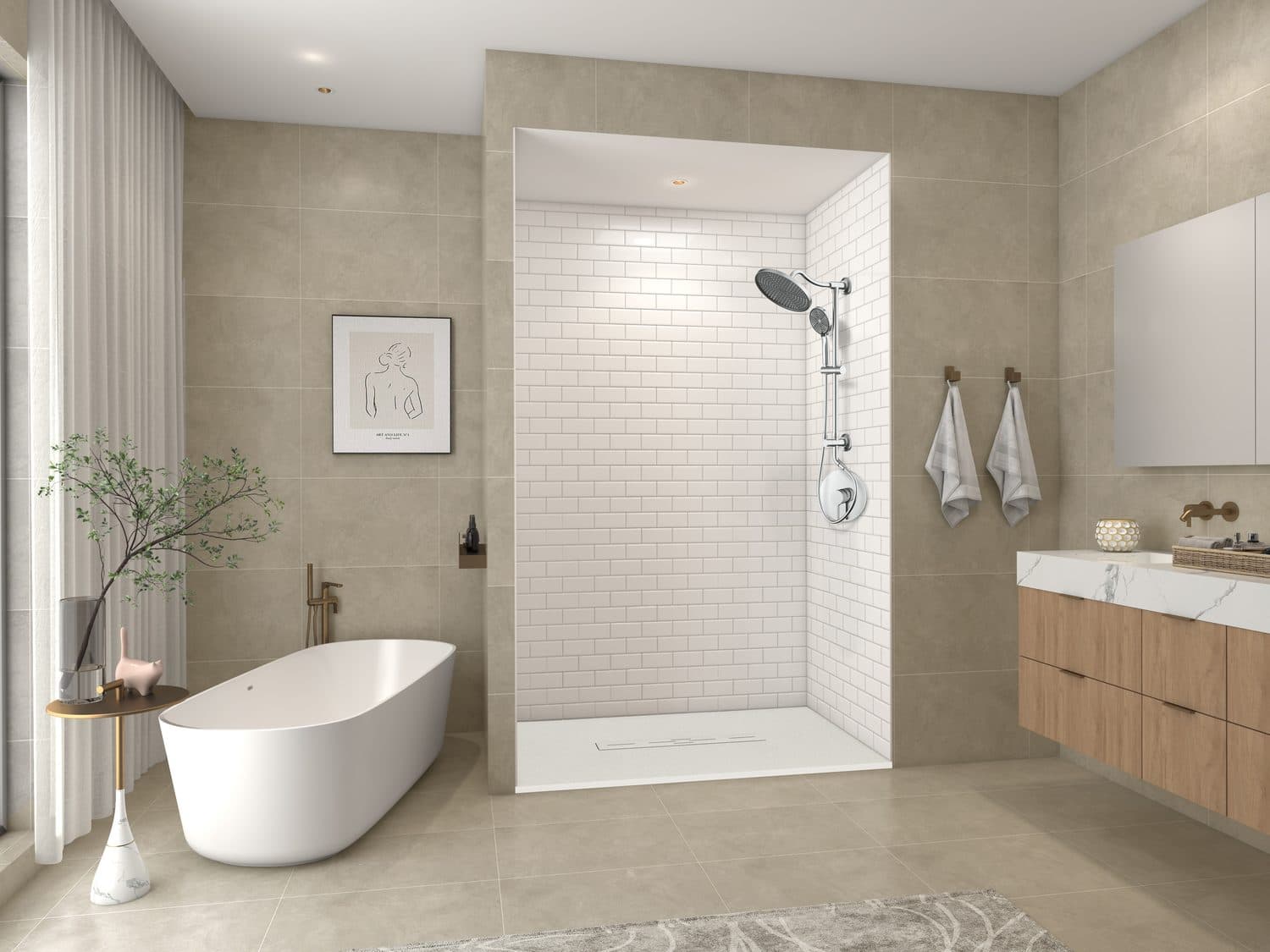 Classic Plus shower walls in White Tile